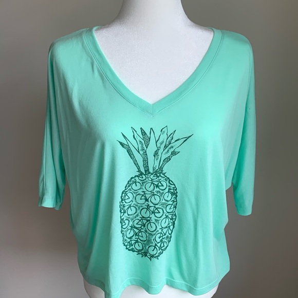 Tops - Mint Bicycle Pineapple Crop Top